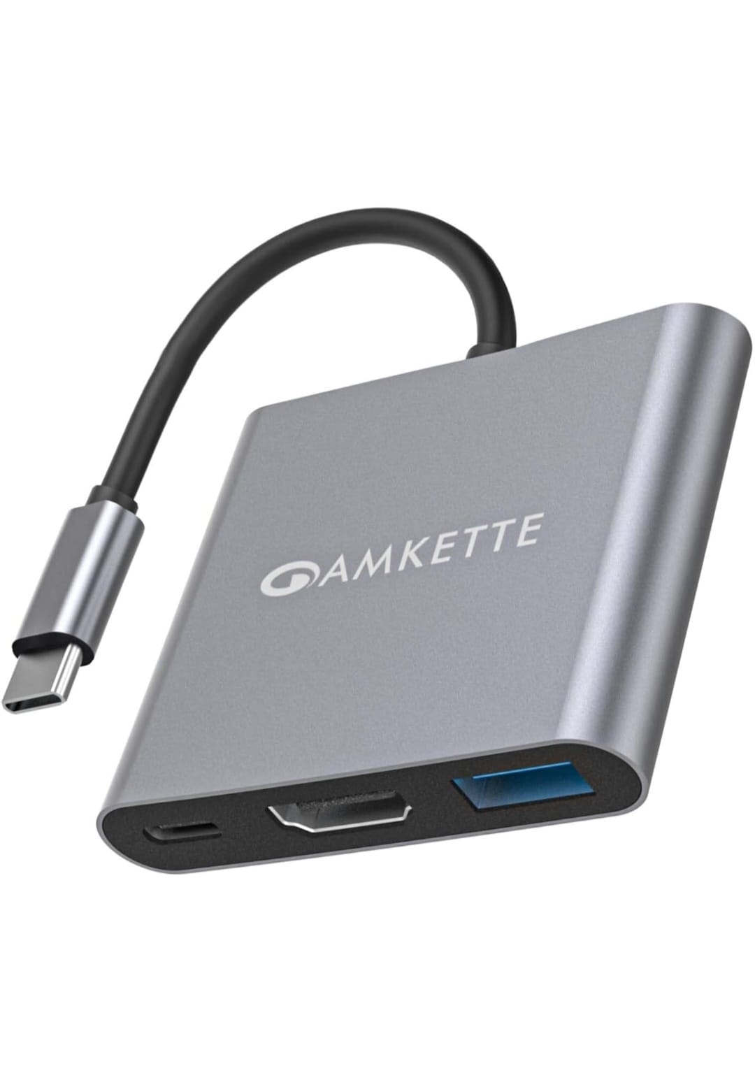 Amkette 3-in-1 Type C to HDMI Adapter, Multiport USB C Hub with 4K@30Hz