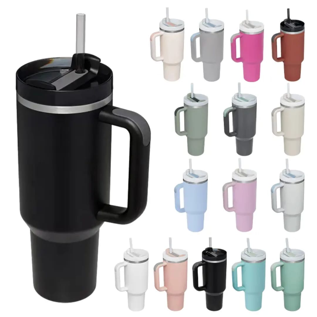 1.2L Double Wall Insulated Stainless Steel Tumbler with Straw